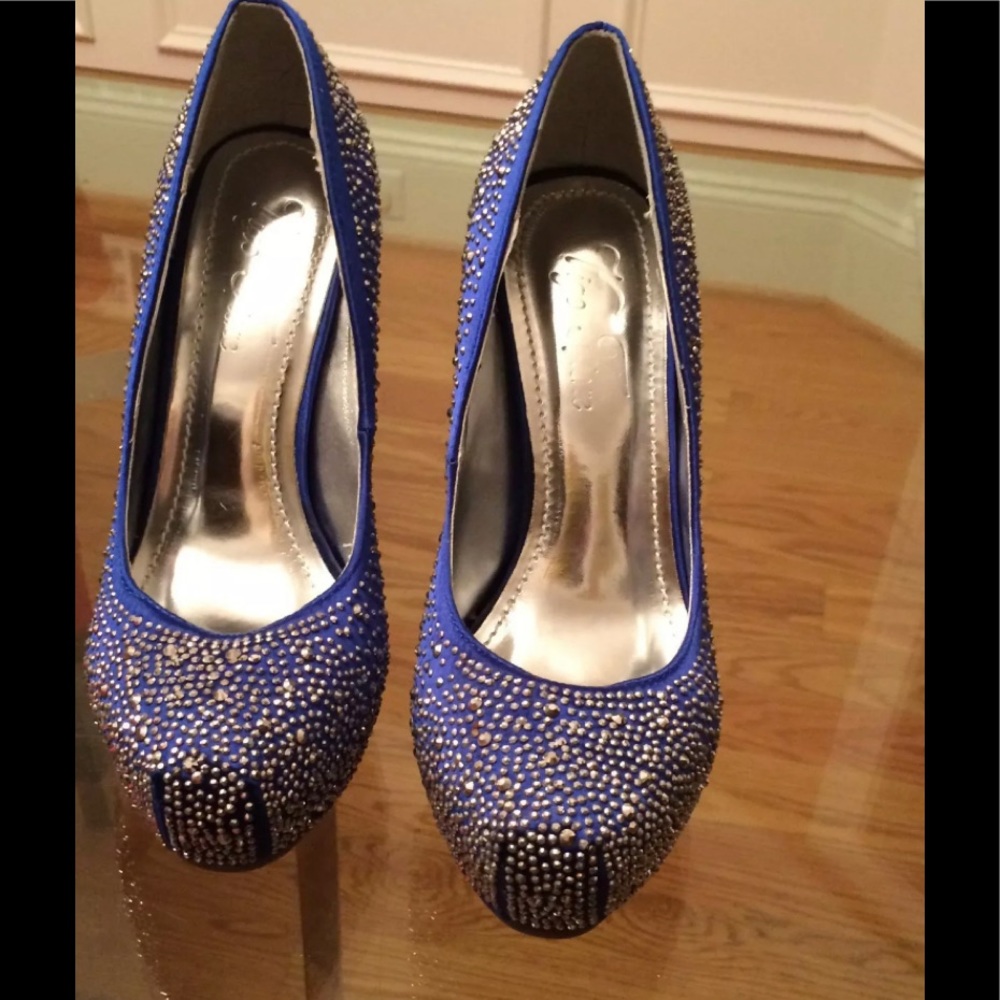 Electric Blue Studded Rhinestone High Heel